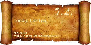 Tordy Larina névjegykártya